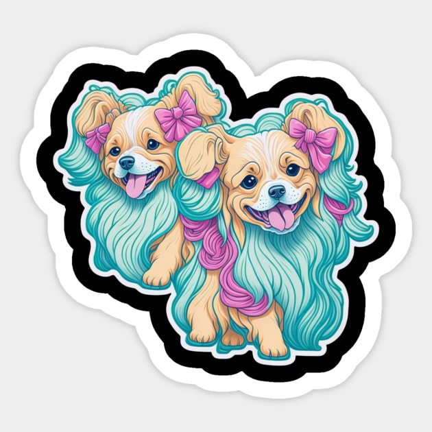 Cute Short Dog with Long Hair – Pet Lovers' Cartoon Design Sticker by IamActiveDog
